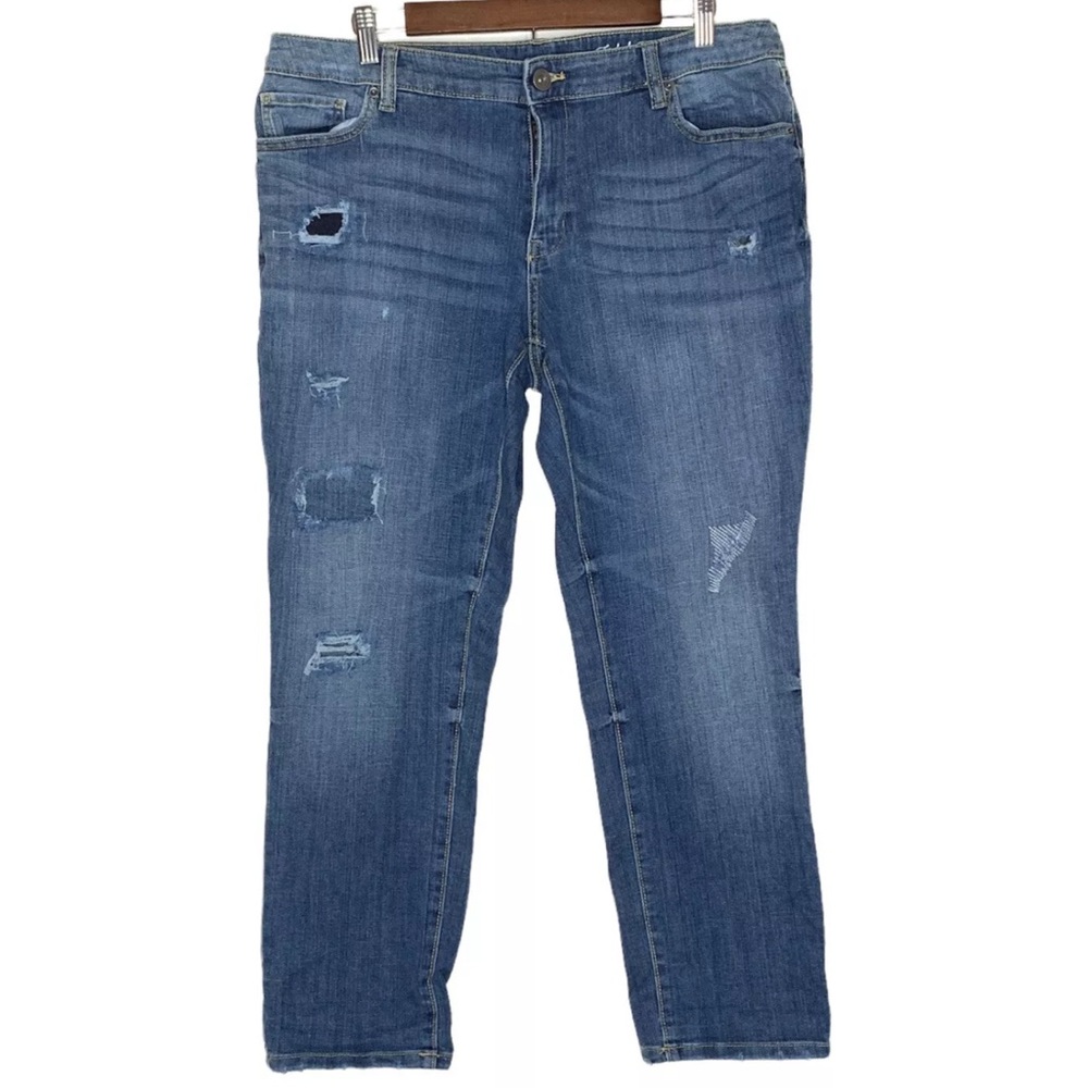 Faded Glory Size 14 Blue Distressed Jeans